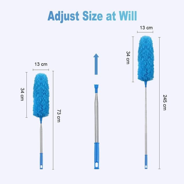 Detalle de Vicloon Spolverino estensibile in microfibra fino a 245 cm con 1 manico, 1 piumini, spazzola e ganci autoadesivi