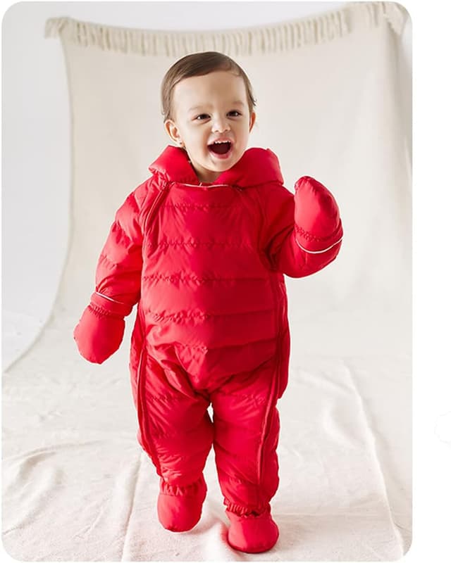 Detalle de Famuka Baby Winter Warm Down Snowsuit – Hooded Puffer Outerwear with Duck Down