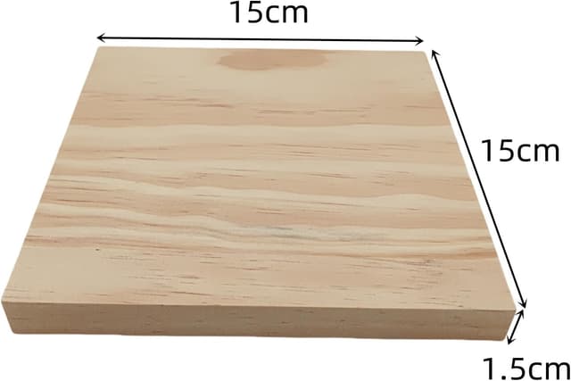 Detalle de Unlackierte quadratische Holzblöcke zum Basteln (15 x 15 x 1,5 cm) aus Kiefernholz, 6 Stück – blanke Holzquadrate für DIY