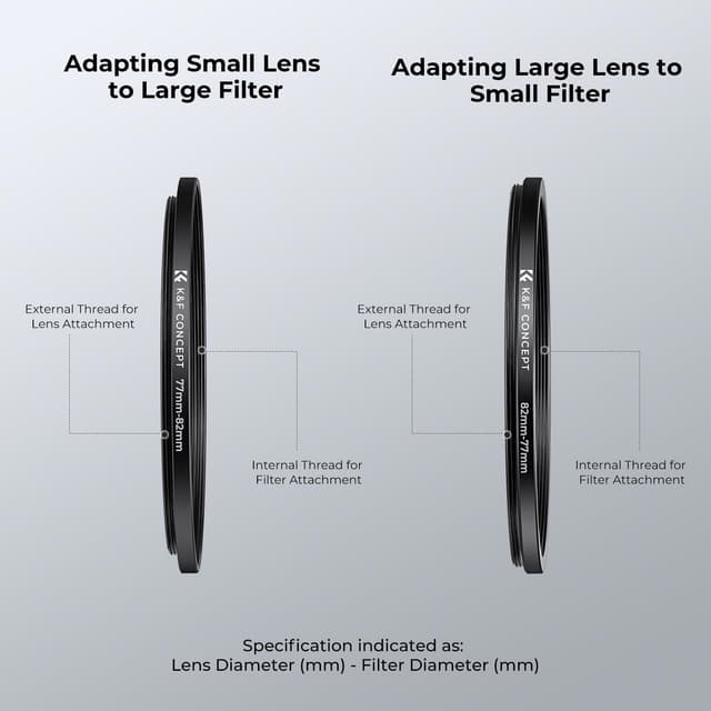 Detalle de K&F CONCEPT 18-teiliges Filteradapter-Set mit Step-Up/Step-Down-Ringen (für Canon, Nikon, Sony, Sigma, Tamron)