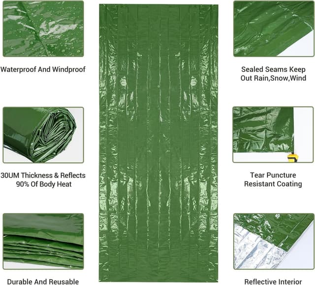 Detalle 2 de Esky Esky Couverture de Survie – sac de couchage d’urgence thermique imperméable avec boussole