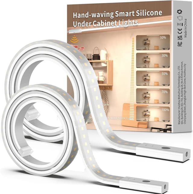 Detalle de SIBI LIGHTING LED-Unterbauleuchte (2 Stück) 1 m, dimmbar – mit Handsensor, 24V-Netzteil