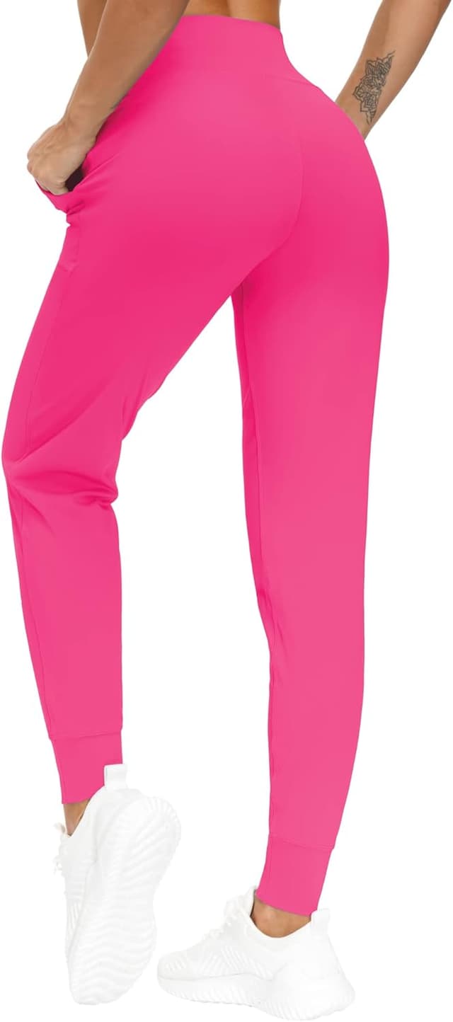 Detalle de THE GYM PEOPLE Jogginghose Damen – leichte Sportleggings mit High Waist für Yoga, Fitness, Laufen