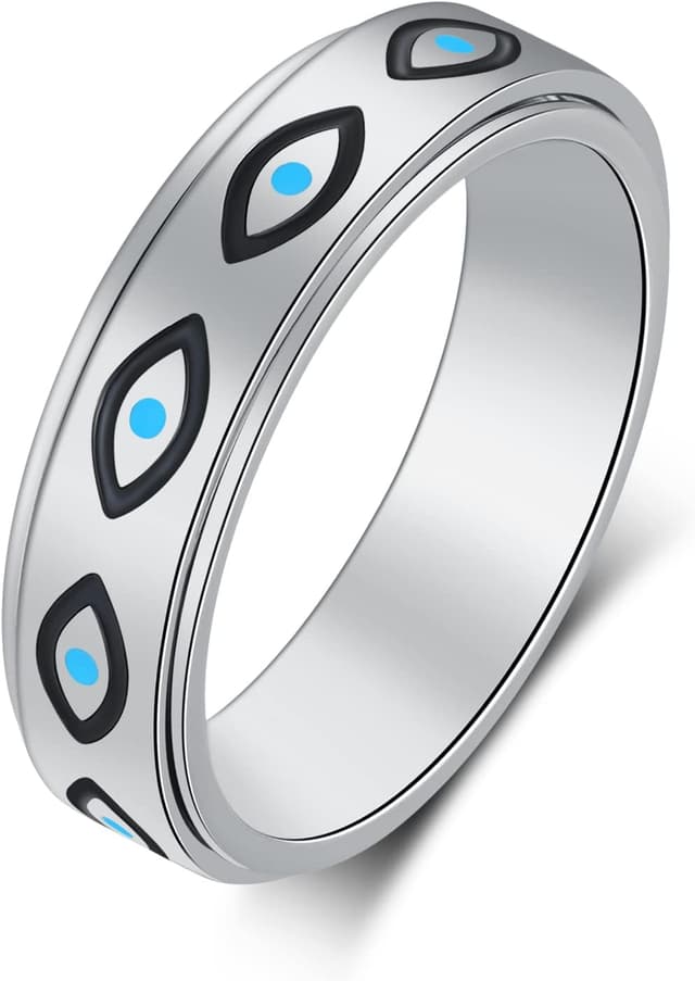 Thumbnail 6 de LuckyAmor Anxiety Spinner Ring (Moon & Star) for Women — Stainless Steel Rotating Fidget Band, Sizes 6–10