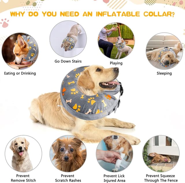 Thumbnail 6 de Inflatable Recovery Collar for Dogs & Cats (Medium) – Soft donut design to stop licking and biting wounds