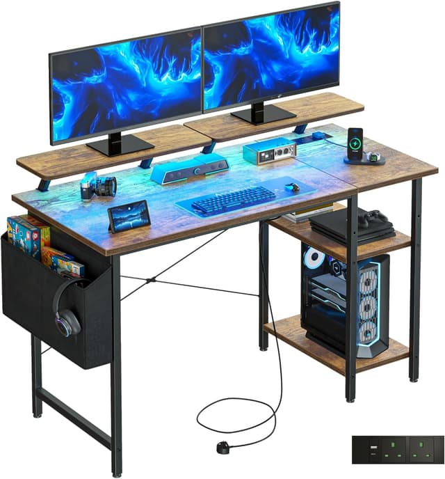 Detalle de DOMSHOCT gaming desk 100×50cm with LED