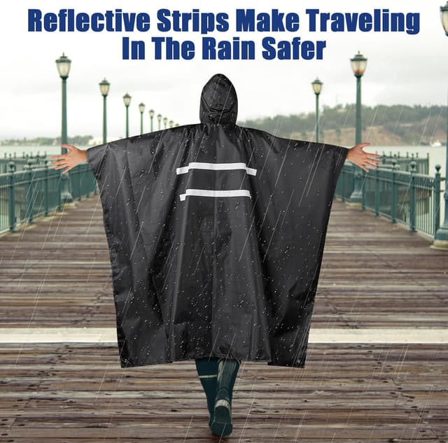 Detalle 2 de flintronic Poncho de pluie imperméable 3 en 1 avec capuche — poncho/cape cape de pluie pour randonnée, vélo et voyage