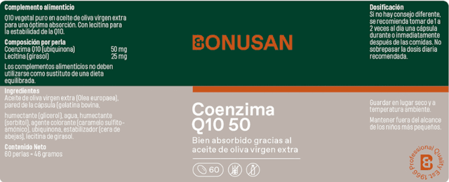 Detalle 2 de Bonusan Coenzima Q10 50 — 60 perlas 🩺