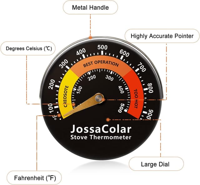 Thumbnail 1 de Jossacolar Log Burner Thermometer 1 with magnetic gauge