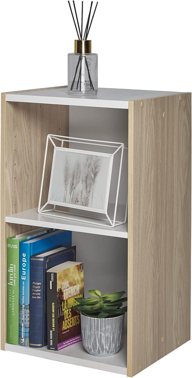 Detalle de Iris Ohyama UB-6035 scaffale salvaspazio modulare per armadietto a 2 livelli, marrone con ripiano regolabile