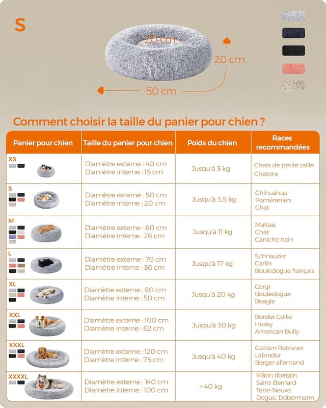 Thumbnail 5 de Feandrea Panier Chien Lit Beignet Ø50 Gris Ombré