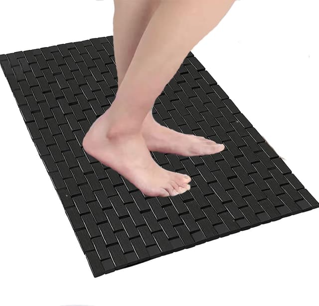 Detalle de CHILL HOUSE Bambus-Badematte aus Holz mit Antirutsch – rutschfeste Matte für Dusche, Badewanne & mehr