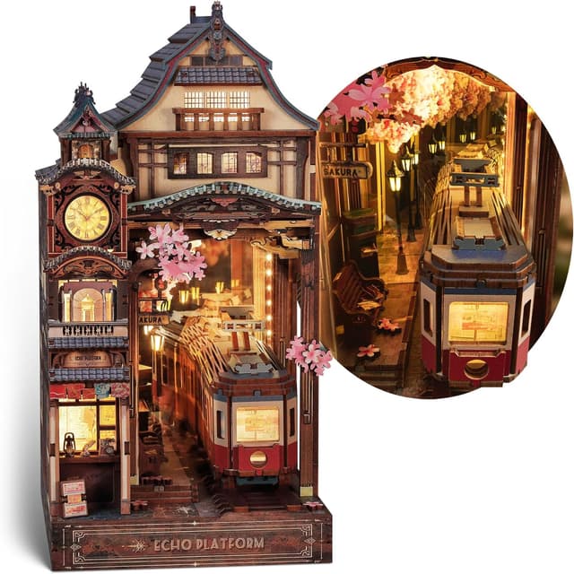 Thumbnail 6 de FUNPOLA Magic Library Book Nook Kit mit LED 3D und Infinity-Spiegel – DIY Holzpuzzle für Mini-Bibliothek