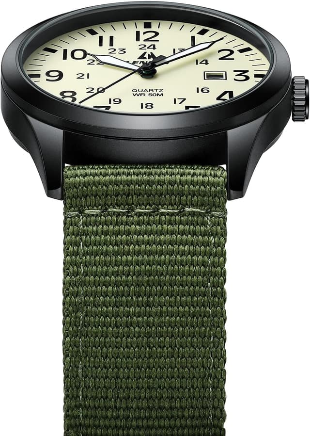 Thumbnail 6 de LENQIN Militäruhr Herren mit Datum 30M Nylon-Armband