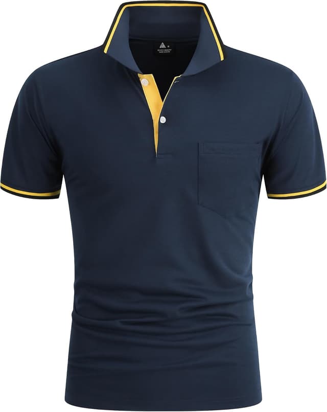 Detalle 2 de zitysport Herren Golf-Poloshirt Kurzarm – atmungsaktiv, Performance-Gewebe mit Brusttasche (Slim Fit)