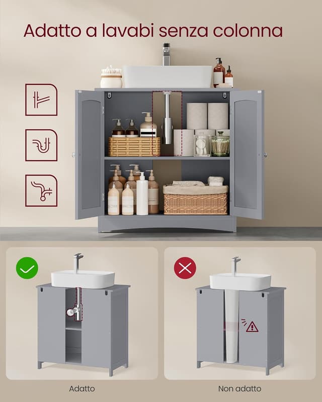 Detalle 2 de VASAGLE Mobile Sottolavabo 40 x 70 x 70 cm