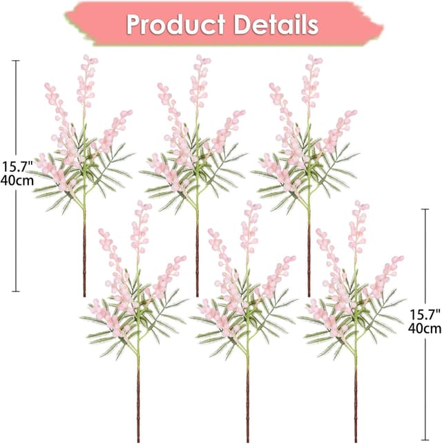 Thumbnail 5 de Oairse 6PCS Artificial Flowers 42cm Pink