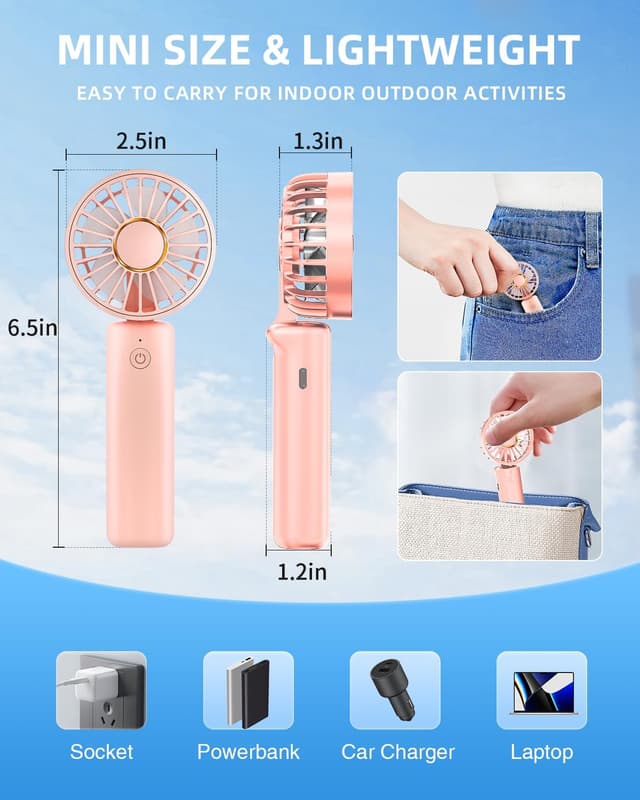 Detalle 1 de Hssio mini handheld fan 1800mAh