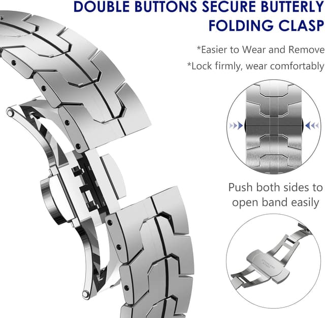 Detalle 2 de WINGLE Stainless Steel Strap for Samsung Galaxy Watch (40mm/44mm) – Solid metal band with butterfly closure