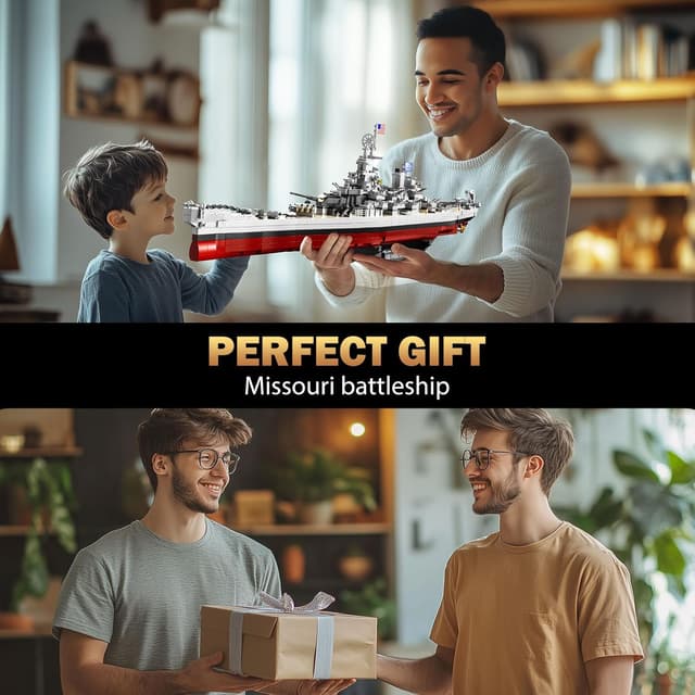 Detalle de Brihappen – Kit de construction du cuirassé Missouri (2228 pièces), grand modèle militaire pour collection