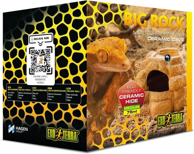 Detalle de Exo Terra Grotte en céramique Big Rock avec couvercle – Taille M
