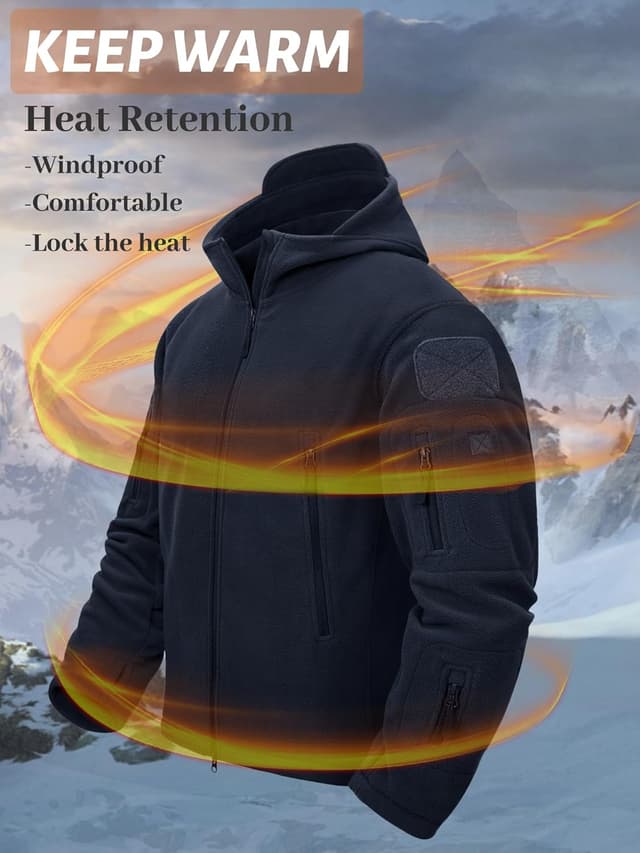 Thumbnail 3 de TACVASEN Herren Fleecejacke Winddicht mit Kapuze