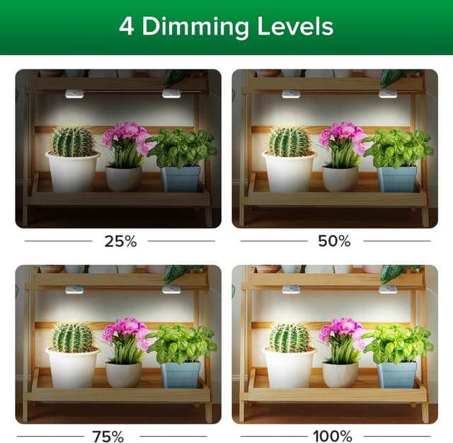 Detalle de SANSI LED Pflanzenlampe für Zimmerpflanzen, 10W (150W Äquivalent) Vollspektrum, 2-Kopf mit Timer & dimmbar