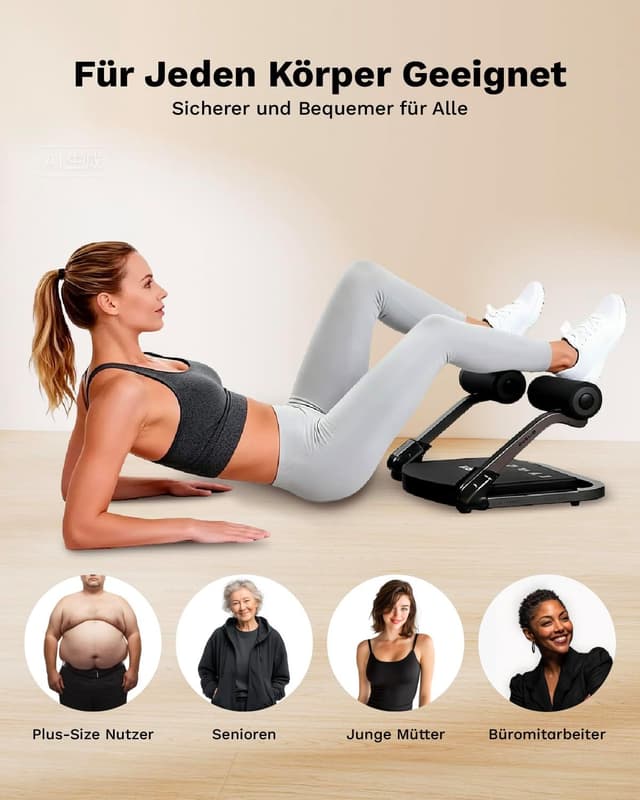 Detalle de AIRHOP 8-in-1 Smart Core Ab Machine: klappbarer Bauchtrainer bis 100 kg für Zuhause & Büro