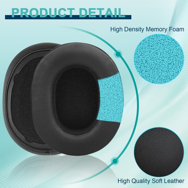 Detalle de Replacement Ear Pads for Skullcandy Crusher Wireless / Evo / ANC, Hesh 3/Evo/ANC (Memory Foam & Protein Leather) — Black