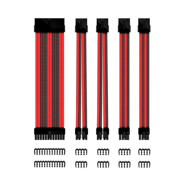 Detalle de Phoenix Kit Cables Extensión Placa Base Negro/Rojo 🖥