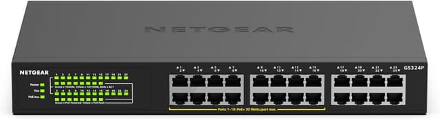 Detalle de NETGEAR GS324P 24-Port PoE Switch (10/100/1000) with Plug-and-Play Mounting Options