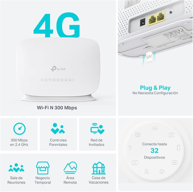 Thumbnail 3 de TP-Link TL-MR105 Router 4G LTE Cat 4, 300 Mbps
