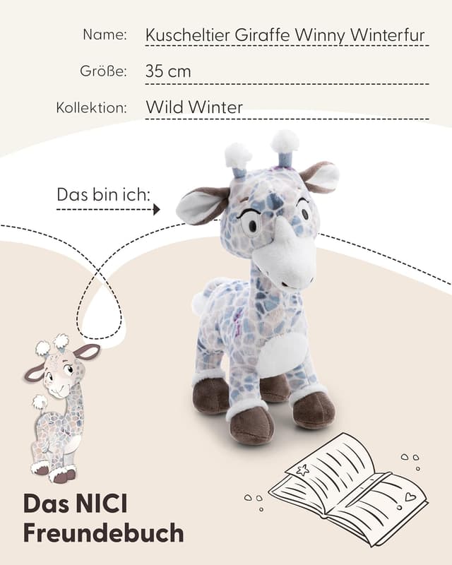 Thumbnail 4 de NICI Kuscheltier Giraffe Winny Winterfur 35cm