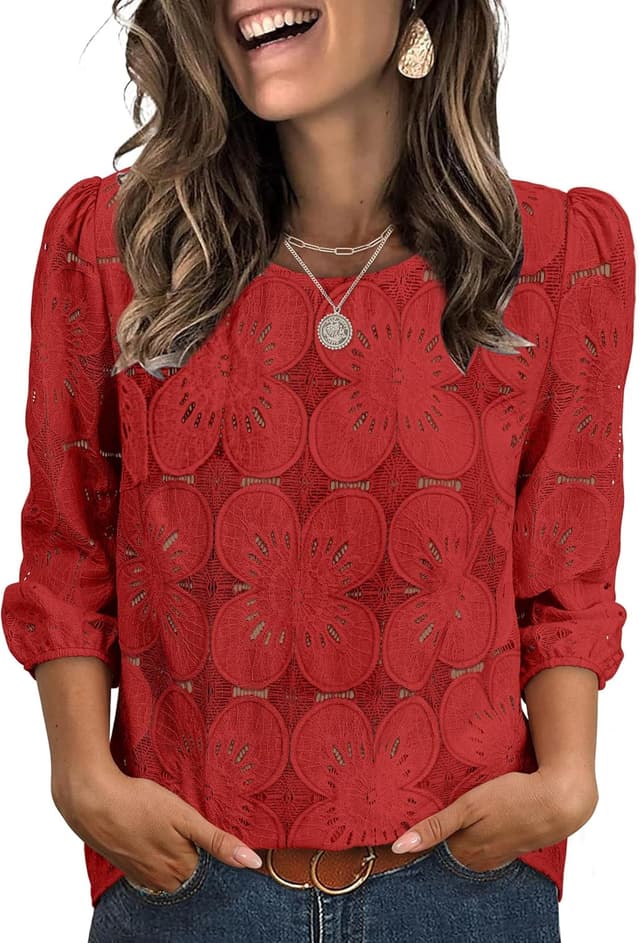 Thumbnail 6 de Women’s eyelet lace blouse 3/4 sleeves
