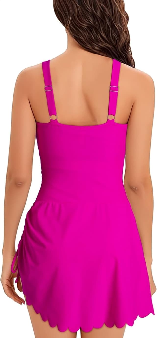 Detalle de Dokotoo women’s one-piece tropical floral swimsuit with crisscross lace-up details