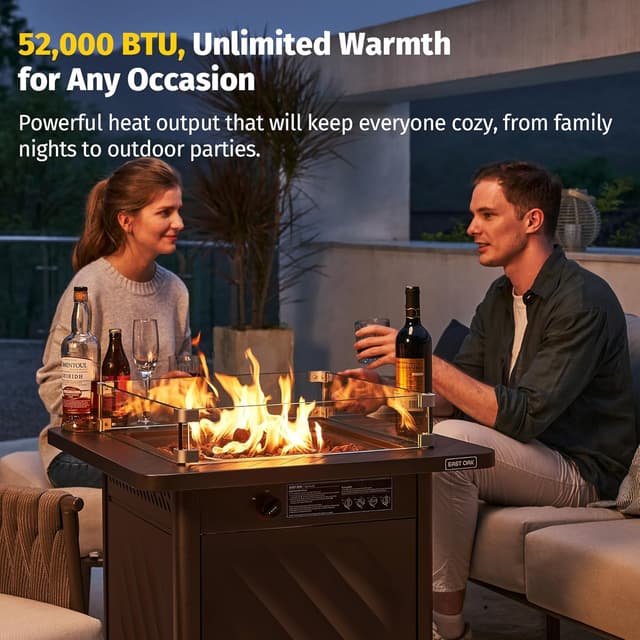 Thumbnail 1 de East Oak 28" Outdoor Propane Fire Pit Table 52,000 BTU