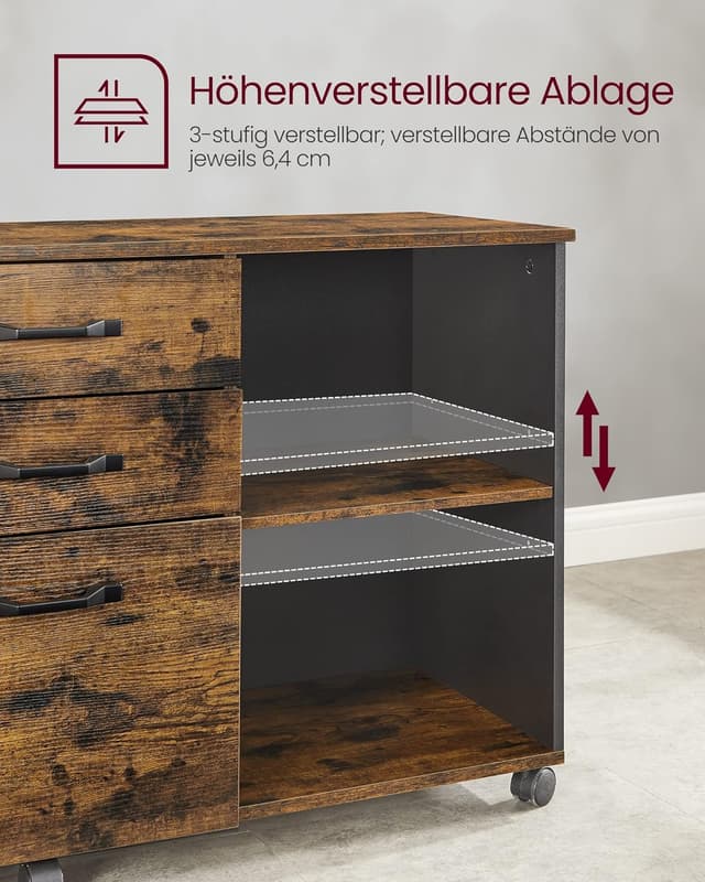 Detalle 2 de VASAGLE Rollcontainer OFC041B01 mit Rollen