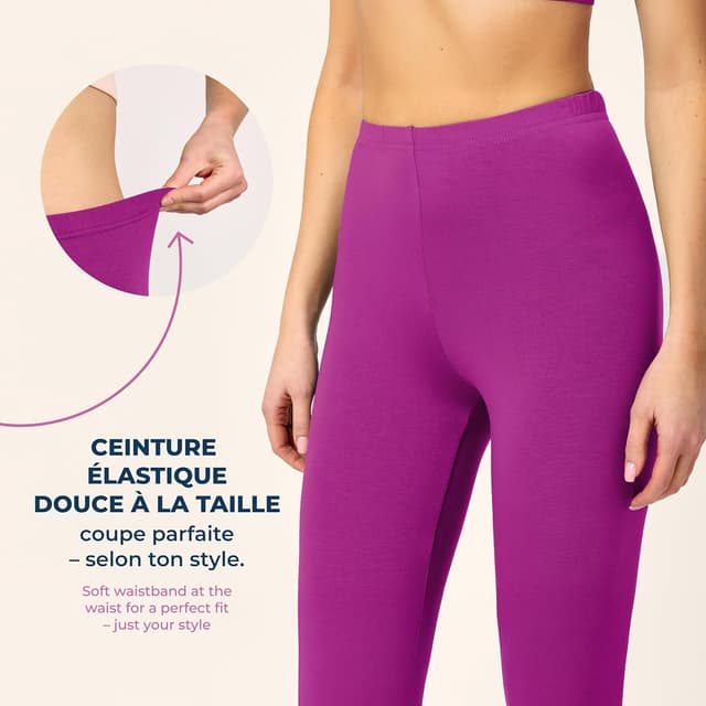 Detalle de Legging femme 3/4 Merry Style en viscose – pantacourt confortable pour sport, yoga et cyclisme
