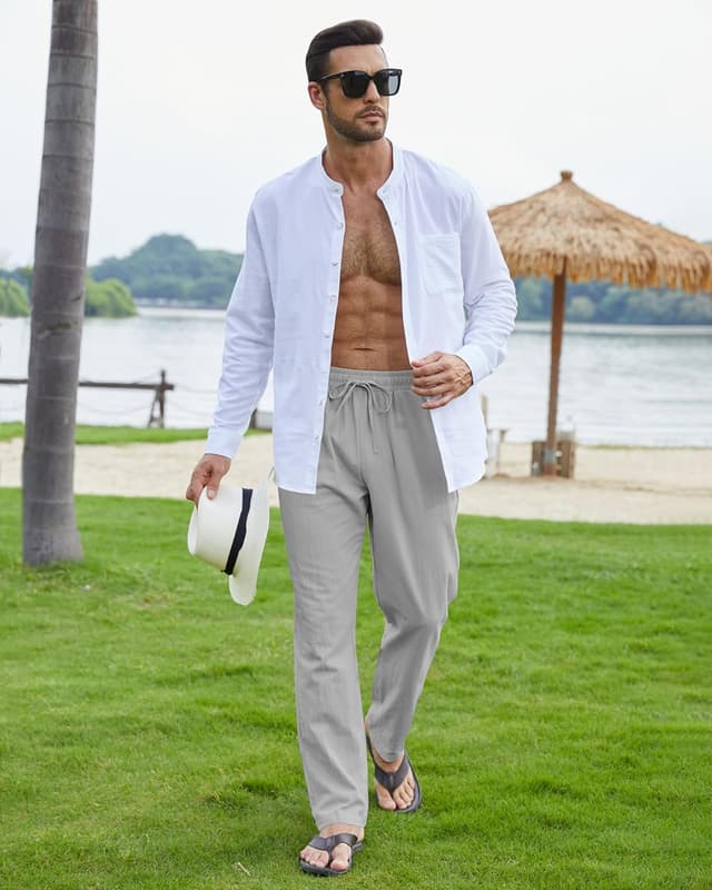 Detalle 1 de NANAMEEI pantalon coton lin homme yoga