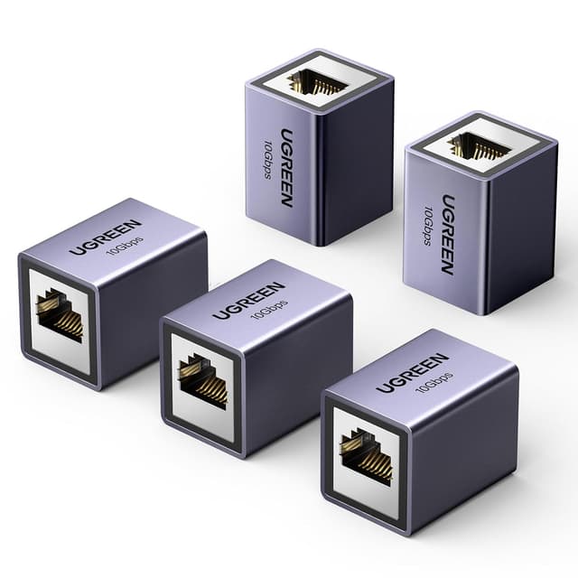 Detalle de UGREEN Connettore Prolunga RJ45 per Ethernet 10 Gigabit Cat7/Cat6/Cat5e/Cat5 (grigio) – 5 pezzi