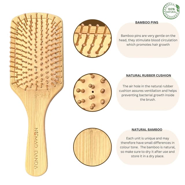 Detalle 2 de NomadPanda Natürliche Bambus-Haarbürsten-Set