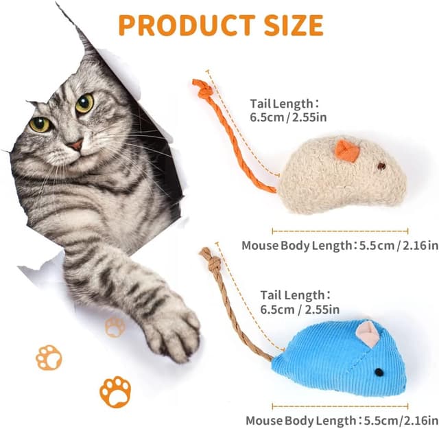 Detalle de OSDUE Erba Gatta Giocattolo in Pile a Forma di Topo, 9 Pezzi con Catnip