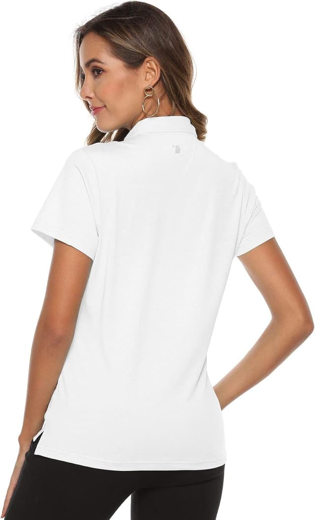 Detalle de YSENTO Damen Golf Poloshirt Kurzarm – schnelltrocknend, atmungsaktiv und UPF 30+