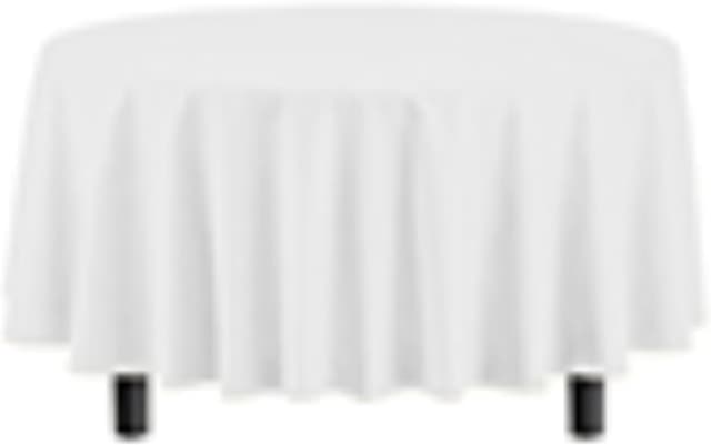 Detalle de Exquisite 12-Pack Plastic Tablecloths (84-inch Round) in White