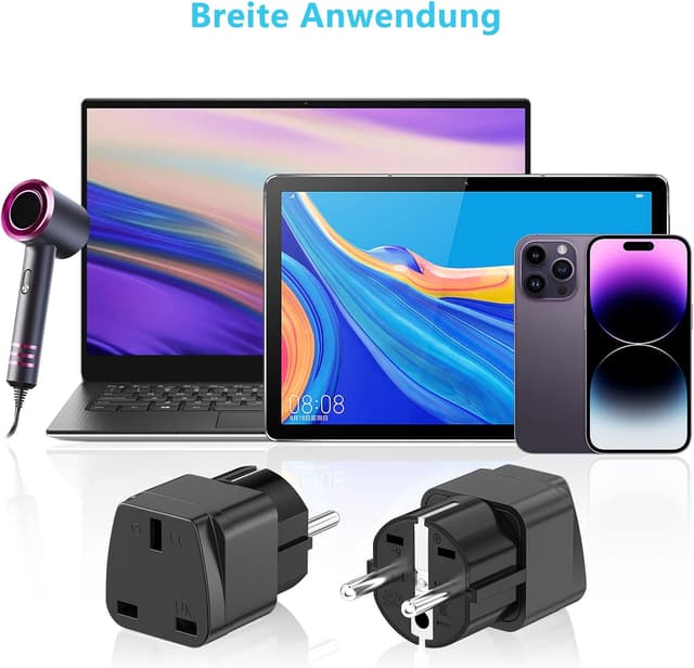 Detalle 2 de HITRENDS UK-zu-EU Reiseadapter 3er-Set