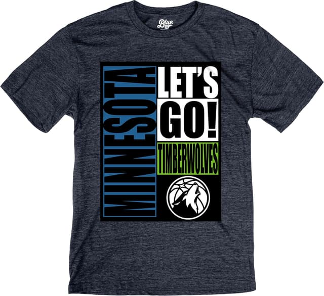 Detalle de Blue 84 Minnesota Timberwolves Tri-Blend Vintage Arch Team T-Shirt (Unisex)