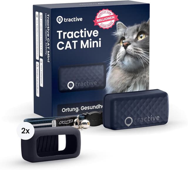 Detalle de Tractive Mini Smarter Katzen GPS Tracker Bundle (inkl. Gummihalterung & Sicherheitshalsband) – Live-Ortung & Positionsverlauf