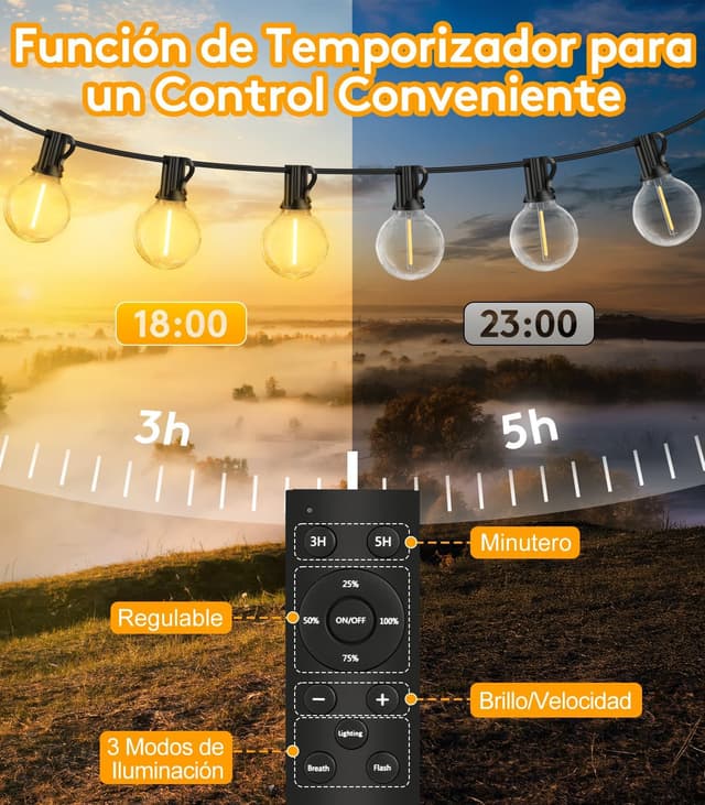 Detalle 2 de YRATERVSR guirnalda luces exterior LED 20 m