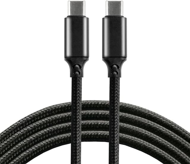 Detalle de everActive USB-C/USB-C Nylonkabel CBB-1CB (100 cm) mit schnellem Laden bis zu 3 A, schwarz