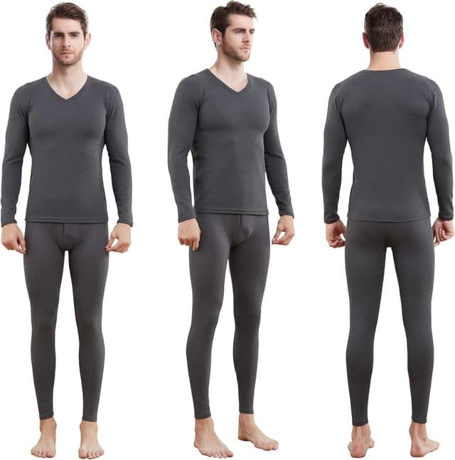Detalle de Boyzn Mens Fleece Lined Thermal Underwear Set (Long Sleeve Top & Long Johns)